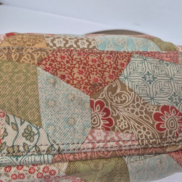 Fossil Cotton Patchwork Messenger Crossbody Shoulder Bag with Key Tag - Picture 7 of 16